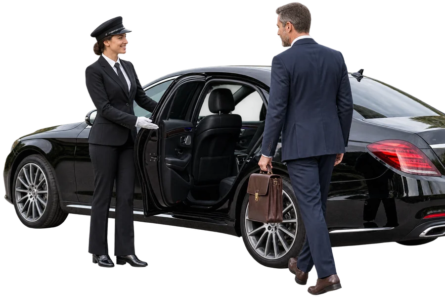 A chauffeur taking a business traveller's case